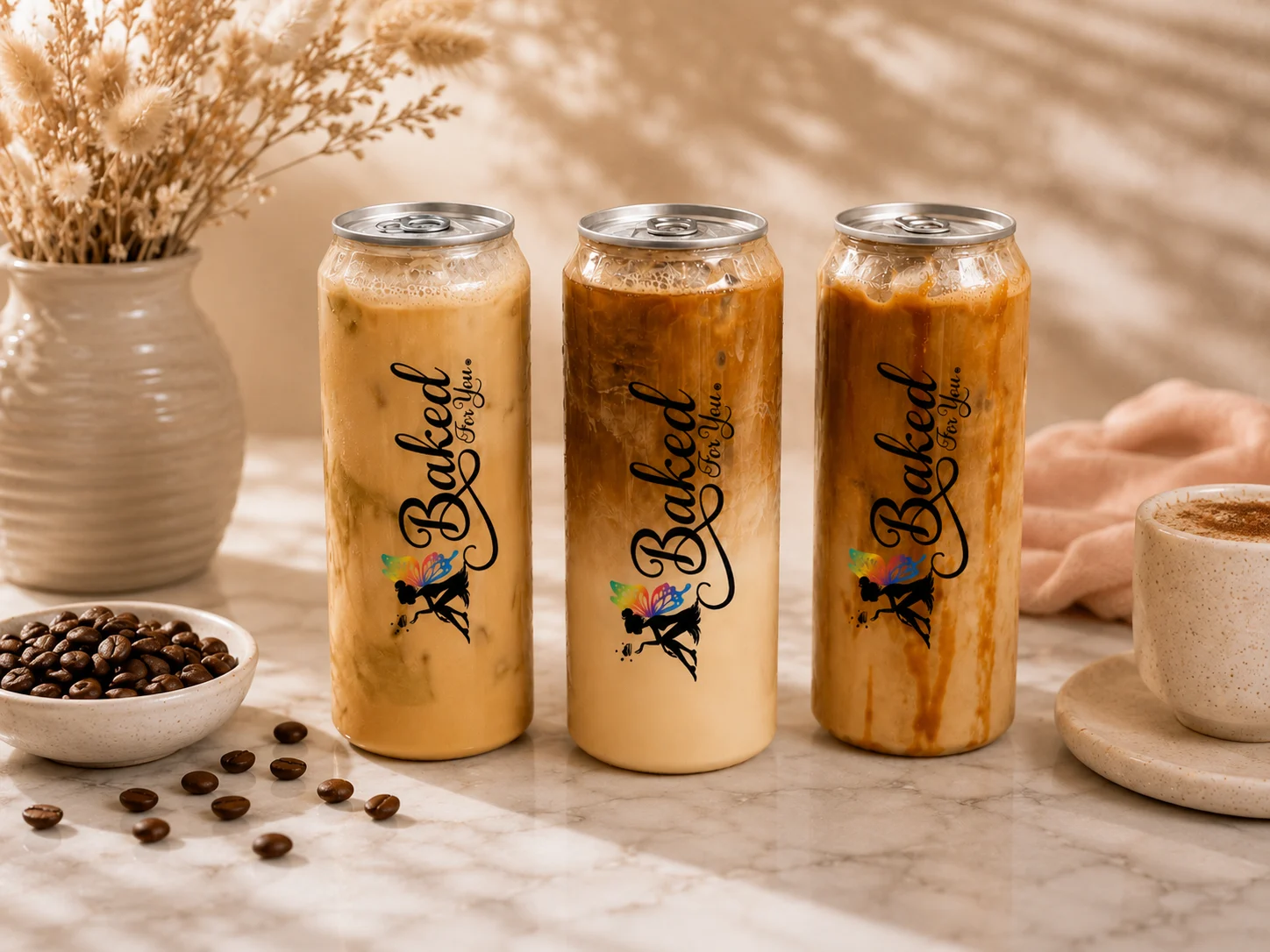 Iced lattes served at Baked For You