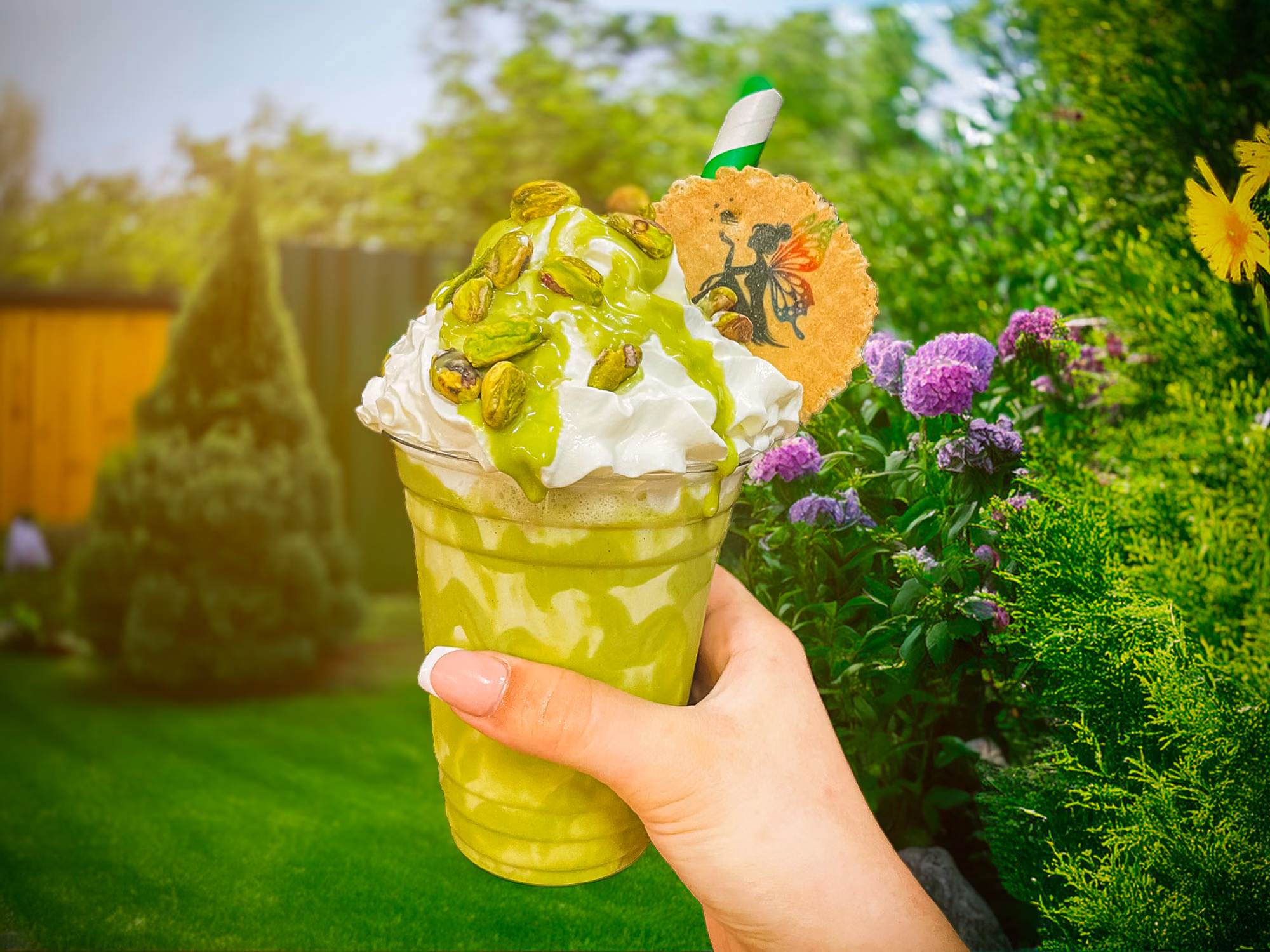 Pistachio freakshake with a loaded topping